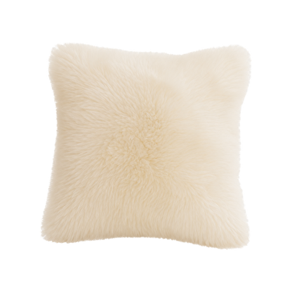 Ivory White genuine Australian wool pillow on transparent background