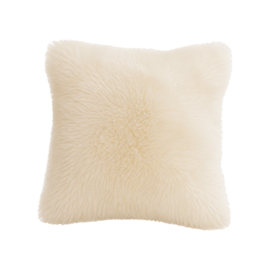 Ivory White genuine Australian wool pillow on transparent background
