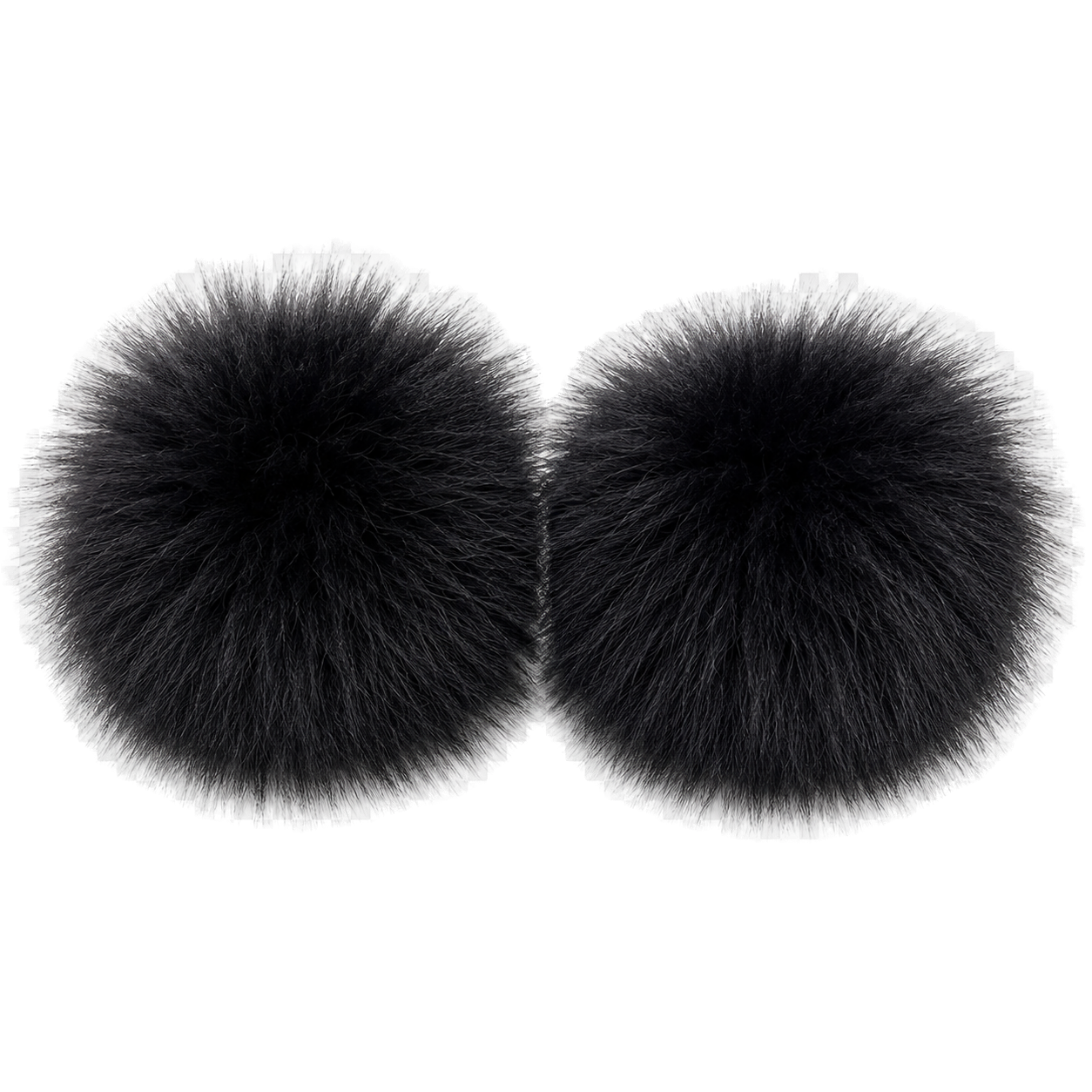 Natural Black genuine fox fur wrist cuffs, transparent product view