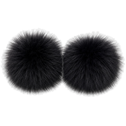 Natural Black genuine fox fur wrist cuffs, transparent product view