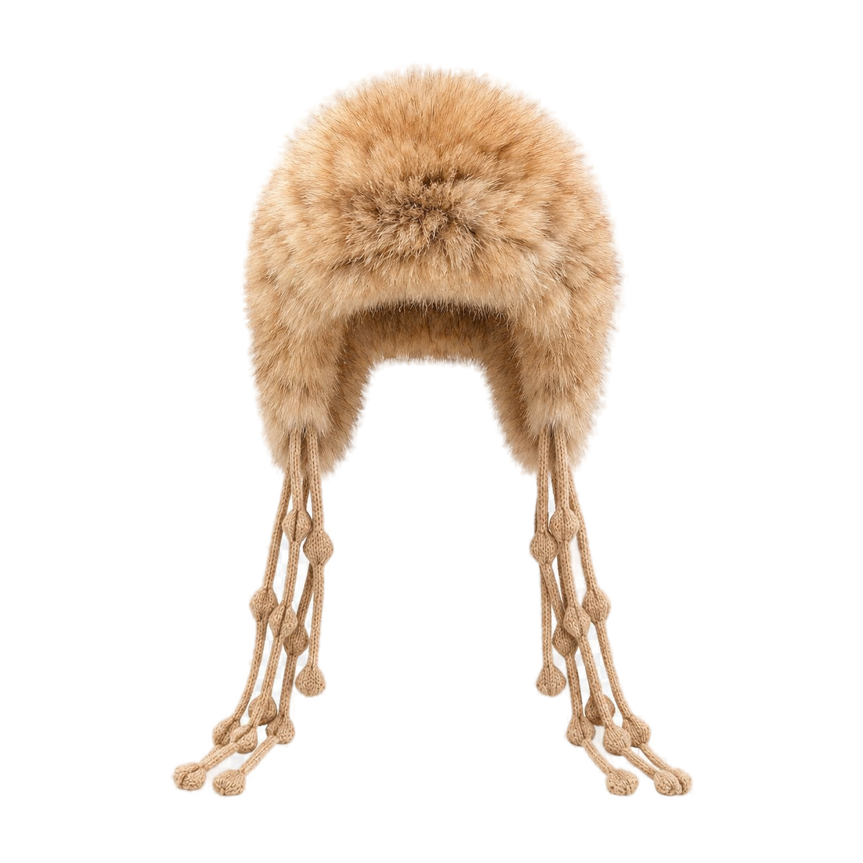 Natural Sable genuine sable fur earflap hat, transparent front product view
