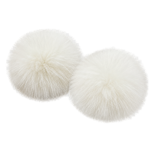 Natural White genuine fox fur wrist cuffs, transparent product view