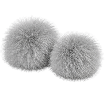 Silver Gray genuine fox fur wrist cuffs, transparent product view