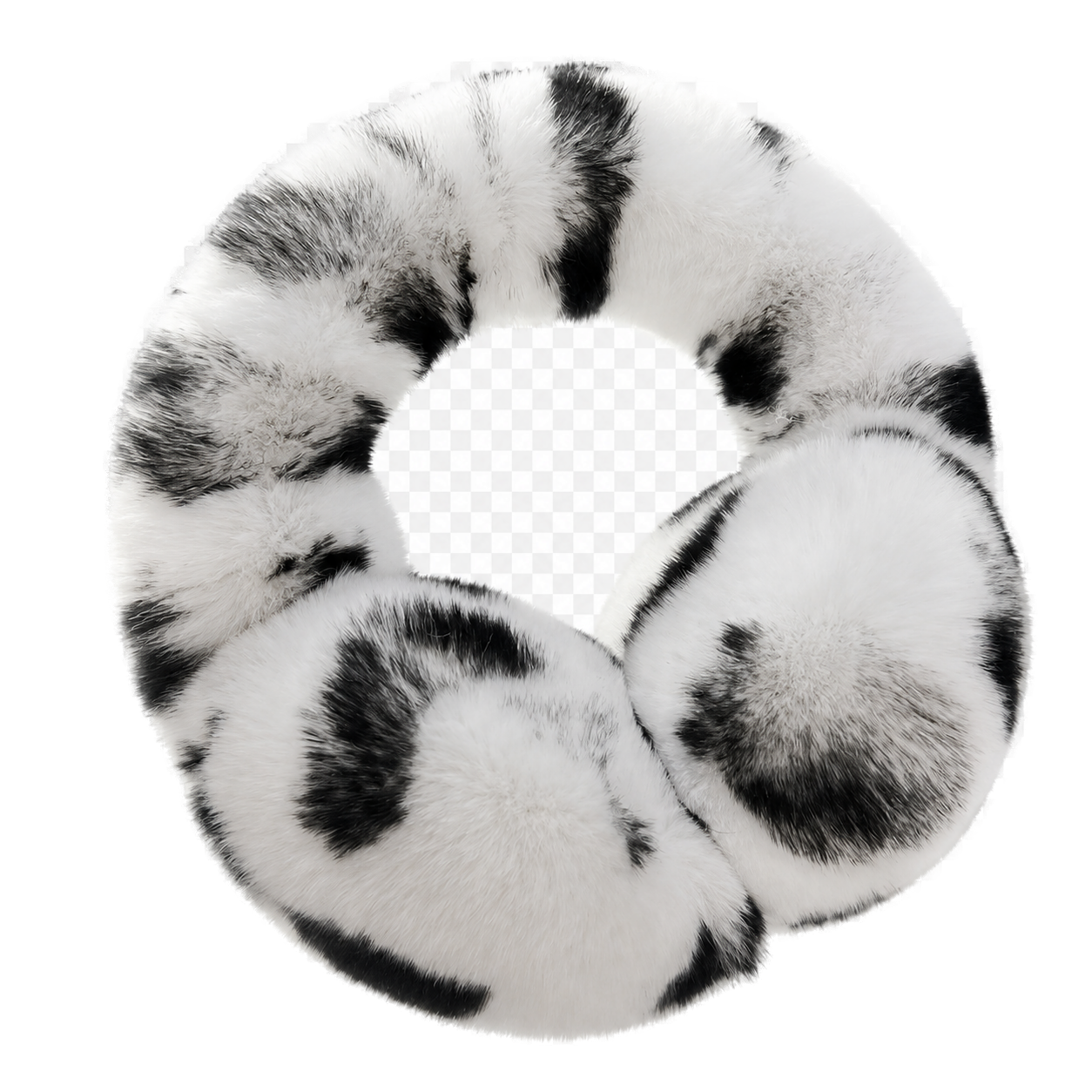 Snow Leopard genuine Rex rabbit fur adjustable earmuffs, transparent product view