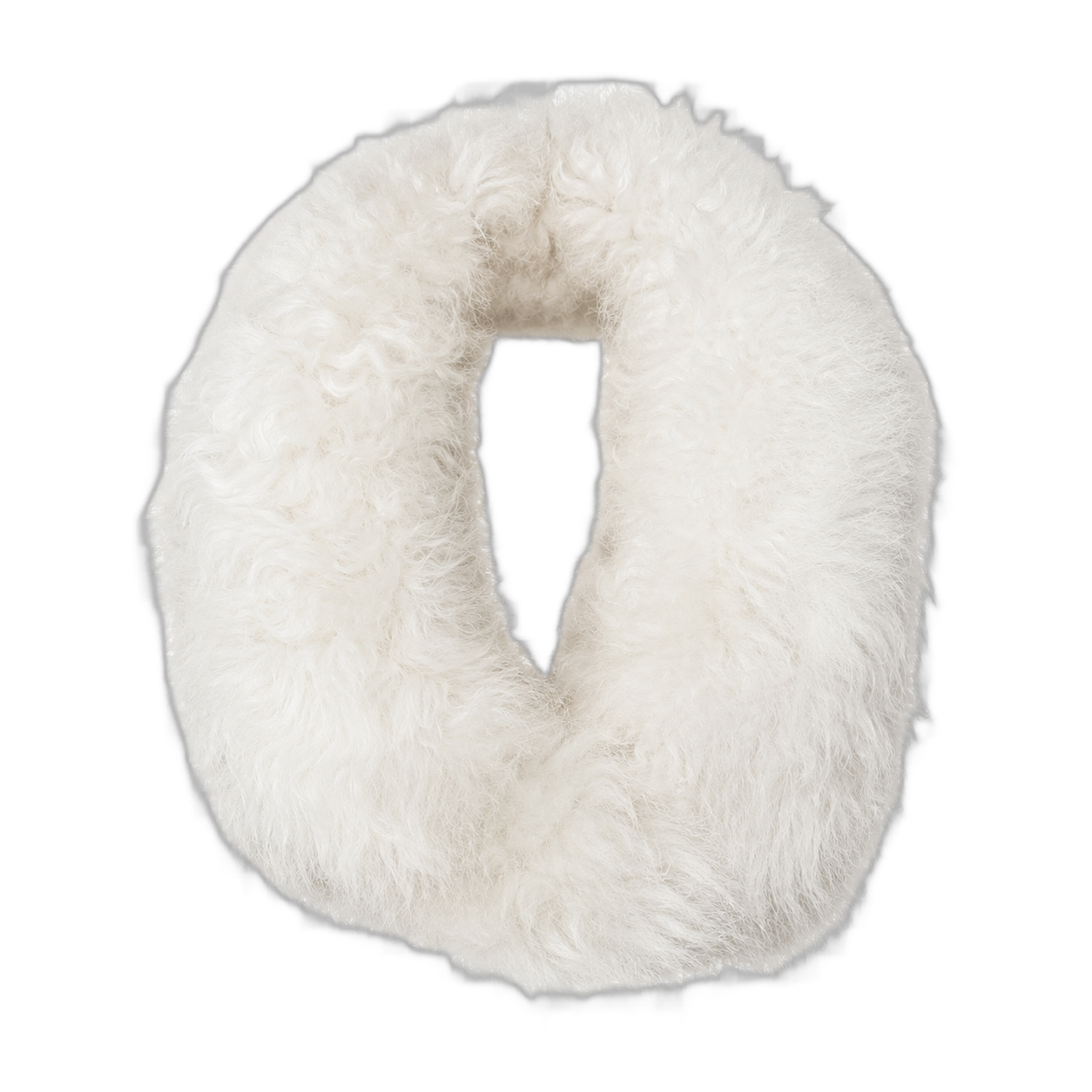Ivory White genuine lamb fur reversible magnetic scarf on a transparent background