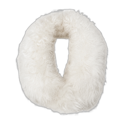 Ivory White genuine lamb fur reversible magnetic scarf on a transparent background