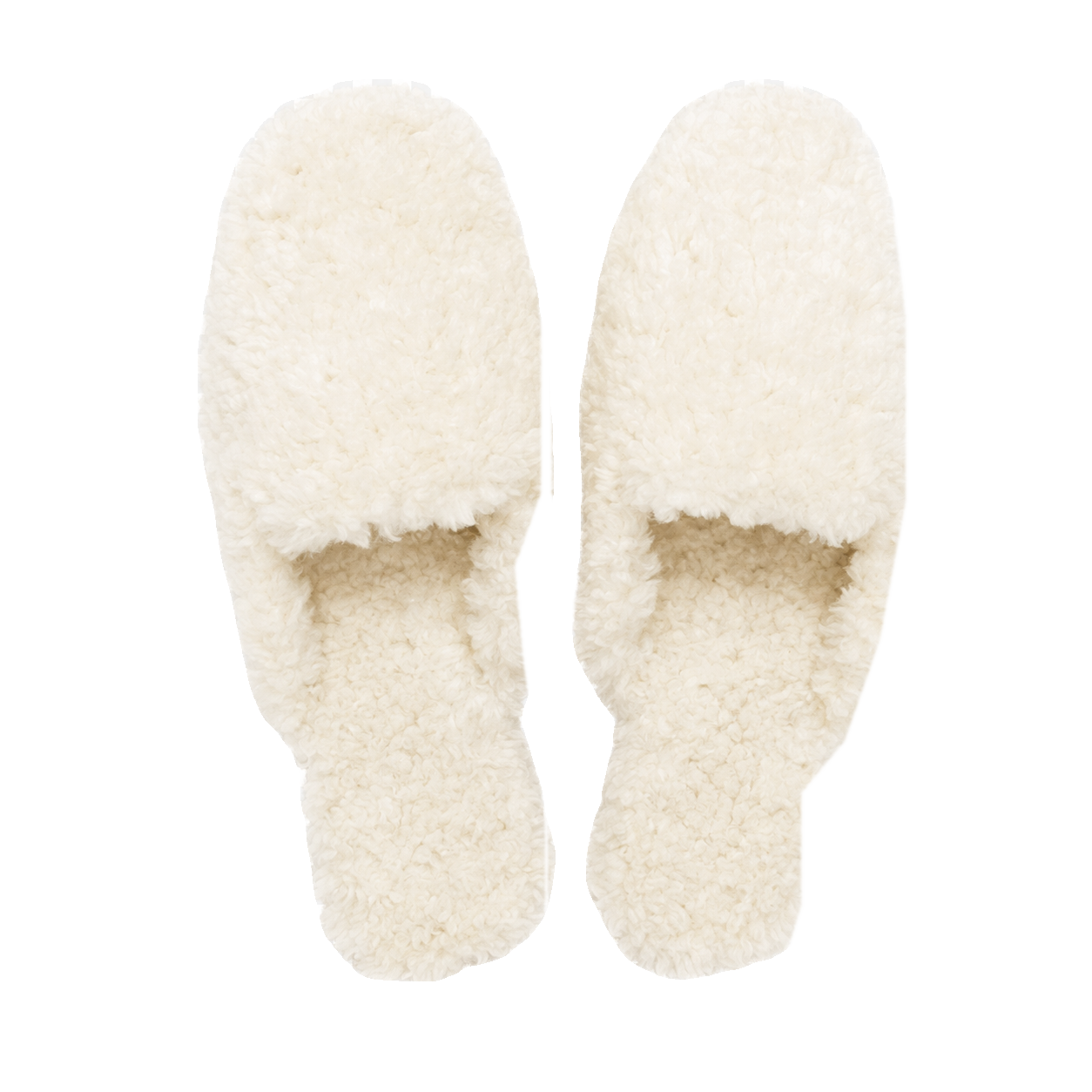 Ivory White genuine wool and leather closed-toe house slippers on transparent background