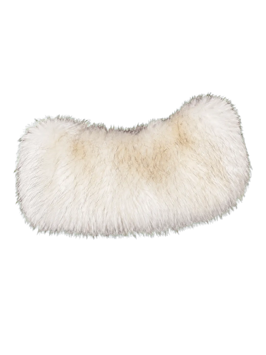Ivory White raccoon fur shoulder wrap isolated on a transparent background