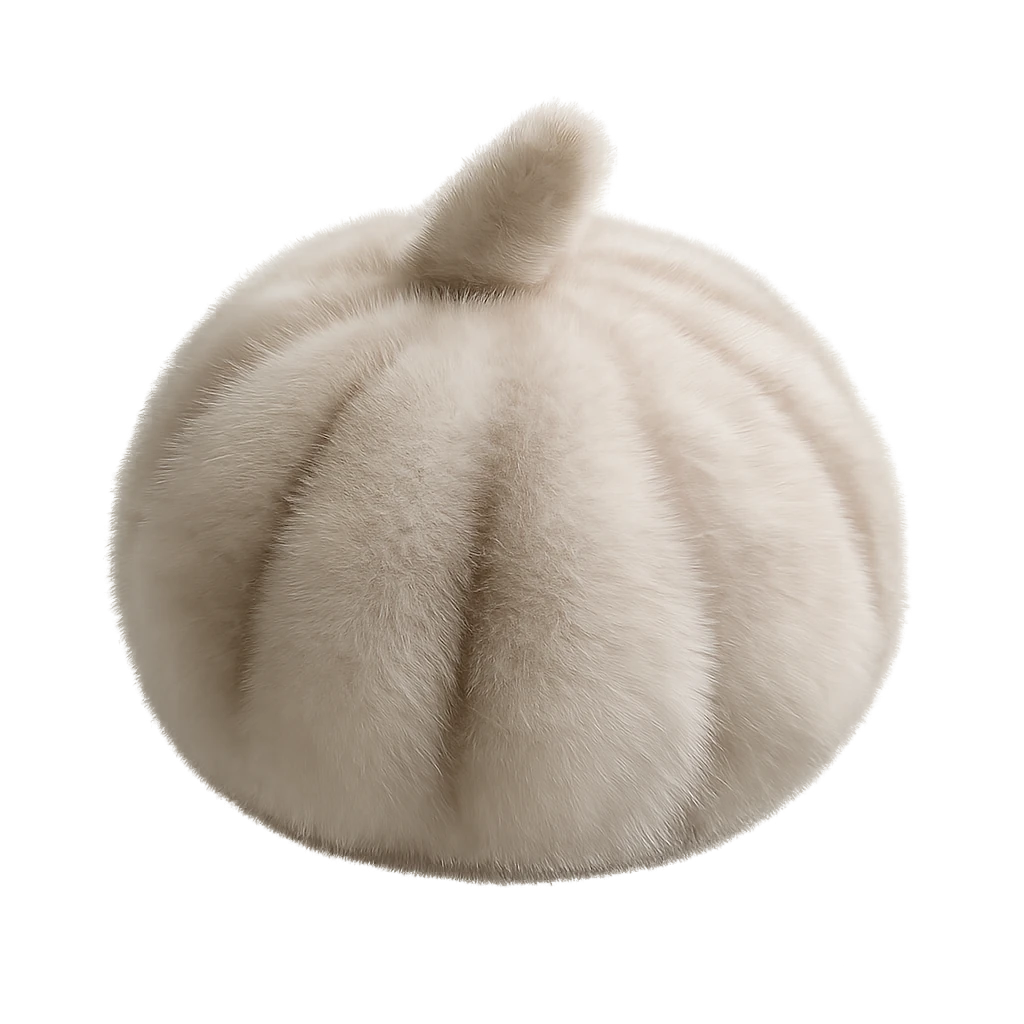 Pearl Beige genuine mink fur paneled winter beret