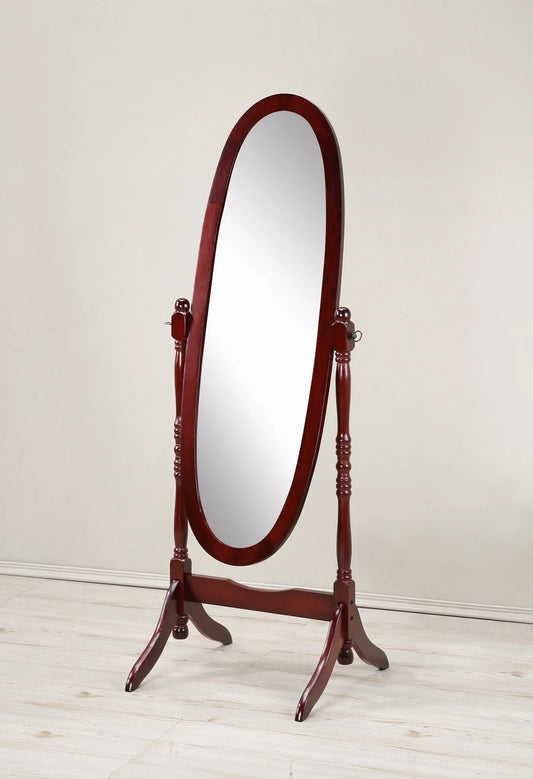 Traditional Queen Anna Style Wood Floor Cheval Mirror, Cherry Finish – view 1