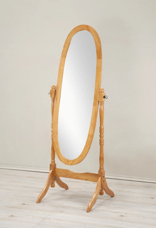 Traditional Queen Anna Style Wood Floor Cheval Mirror, Oak Finish – view 1