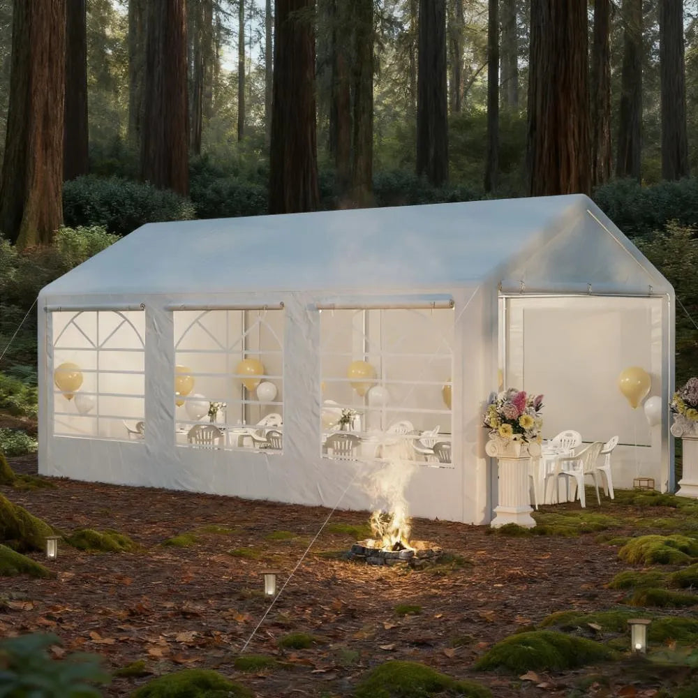 White Party Tent 10' x 20' Heavy Duty Party Tent Large Canopy Tent, Sun Shade Shelter for Parties, Wedding, Outdoor Events, BBQ – view 1