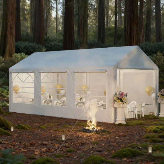 White Party Tent 10' x 20' Heavy Duty Party Tent Large Canopy Tent, Sun Shade Shelter for Parties, Wedding, Outdoor Events, BBQ – view 1