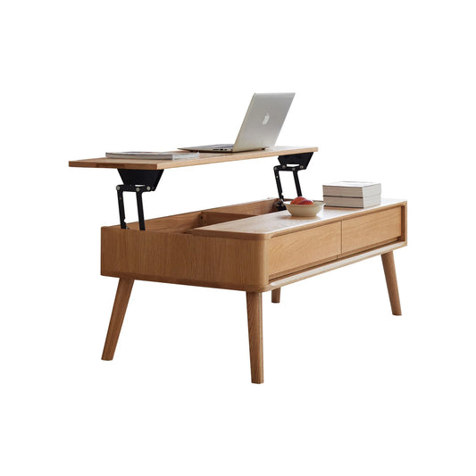 Elevating Center Table Low Table 100% Solid Oak Wood Top Plate Desk Coffee Table Width 100 x Depth 60 x Height 45 cm Study Desk Work From Home Easy – view 1