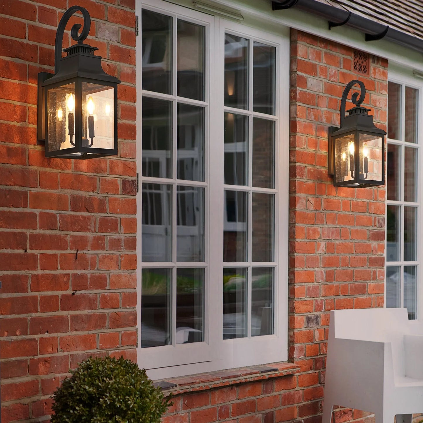 23'(H) 2-Pack Outdoor Wall Lantern Light – Vintage Black Metal Sconce with Clear Seeded Glass for Porch, Patio, and Garden (Bulb Not Included) – view 1