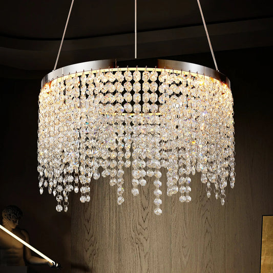 16-inch Luxury Crystal LED Chandelier - Adjustable Height and Color Temperature (3000K-6000K) - Modern Chandelier for Living Room, Dining Room and – view 1