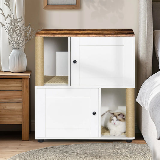 Double Cat Litter Box Enclouse,Cat Litter Box Enclosure for 2 Cats, Cat Litter Cabinet, Double Litter Box Enclosure with Shelve, Fit Most of Litter – view 1