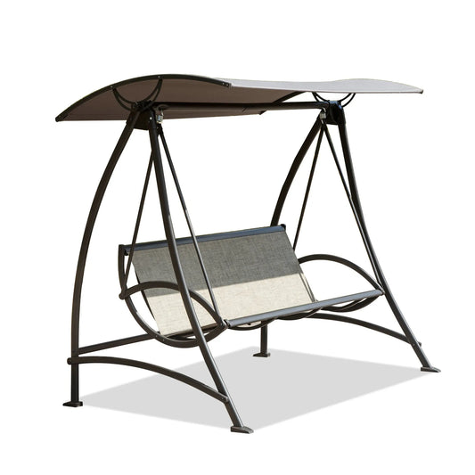 3-Seat Patio Swing Chair, Outdoor Porch Swing with Adjustable Canopy and Durable Steel Frame, Patio Swing Glider for Garden, Deck, Porch, Backyard – view 1