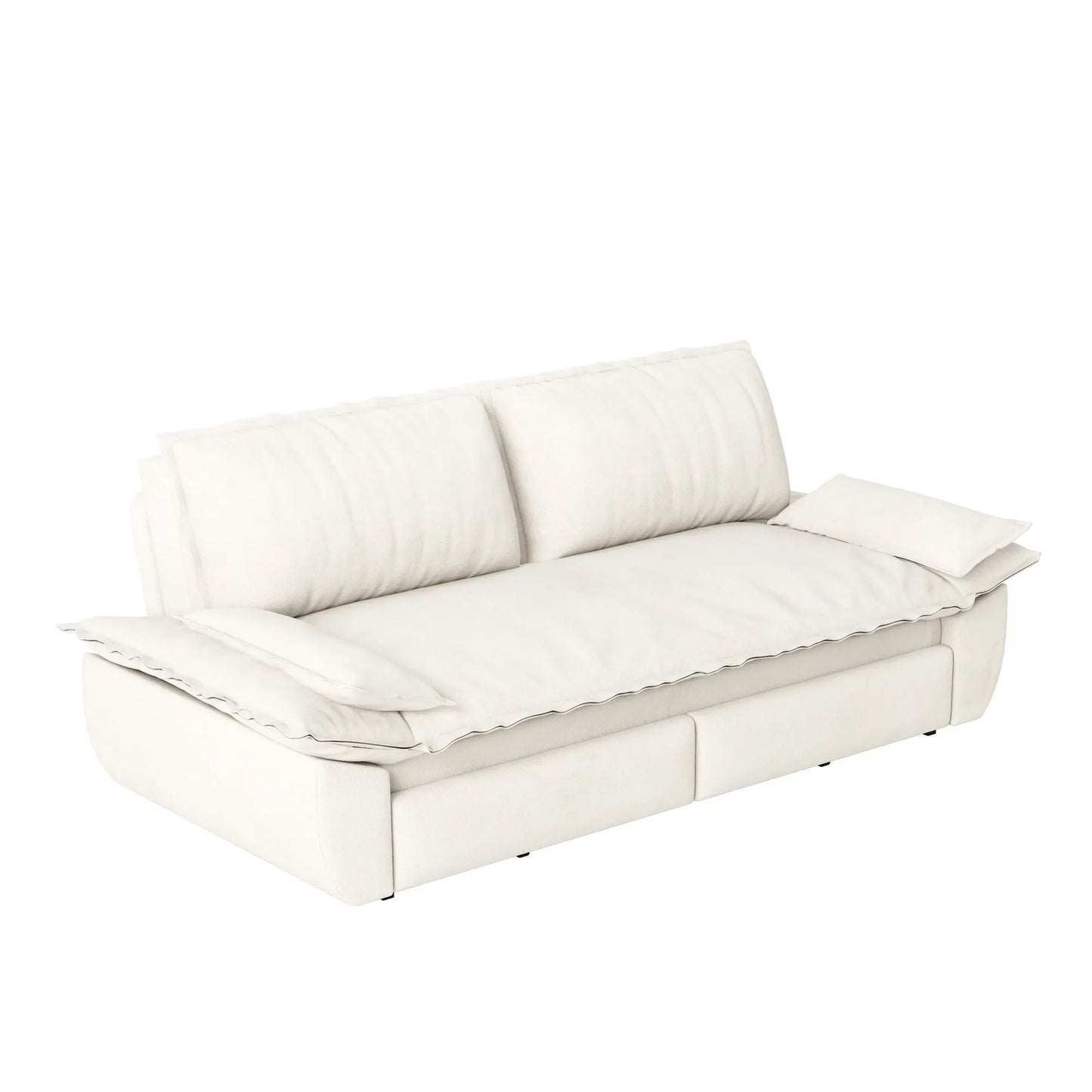 73.2'Queen Pull Out Sofa Bed,3-in-1 Convertible Sleeper Sofa,Multi-Functional Velvet Loveseat Bed,Beige/White – view 1