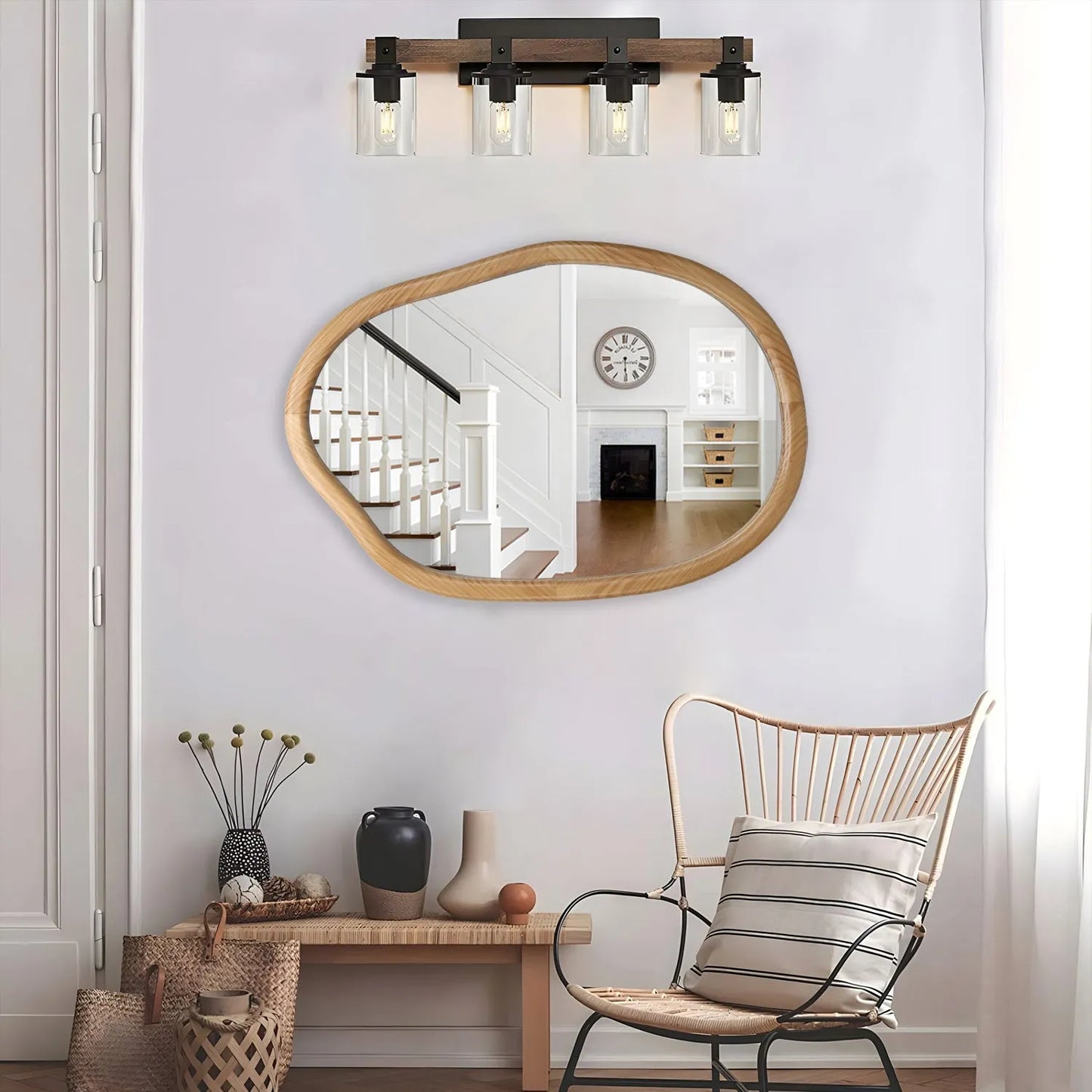 Irregular Wall Mirror Decorative, Asymmetrical Mirror for Wall Decor, Wavy Accent Mirrors for Living Room Bathroom Bedroom Entryway, Abstract – view 1