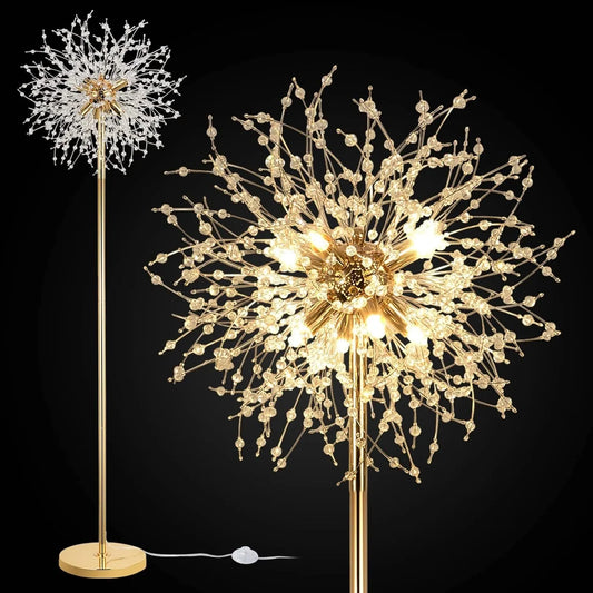69 inch Crystal Floor Lamp, Modern Standing Lamp with K9 Crystal, LED Floor Lamp with On/Off Foot Switch, Metal Tall Pole Lamp for Living Room, Girls – view 1
