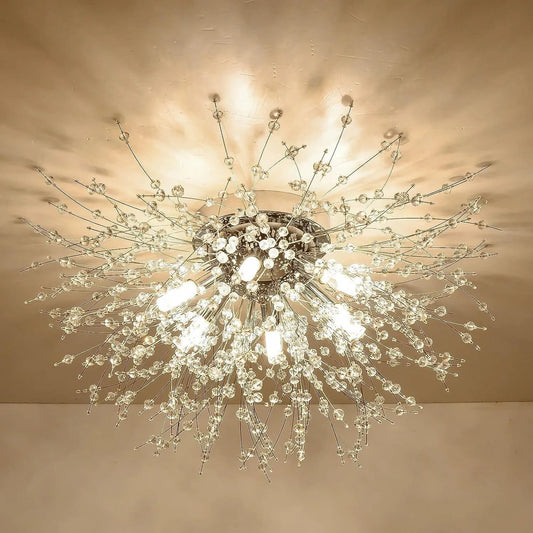 Flush Mount Ceiling Lights, Modern Gold Crystal Sputnik Firework Close to Ceiling Lamp LED Ceiling Lighting Fixtures for Bedroom Kitchen Island – view 1