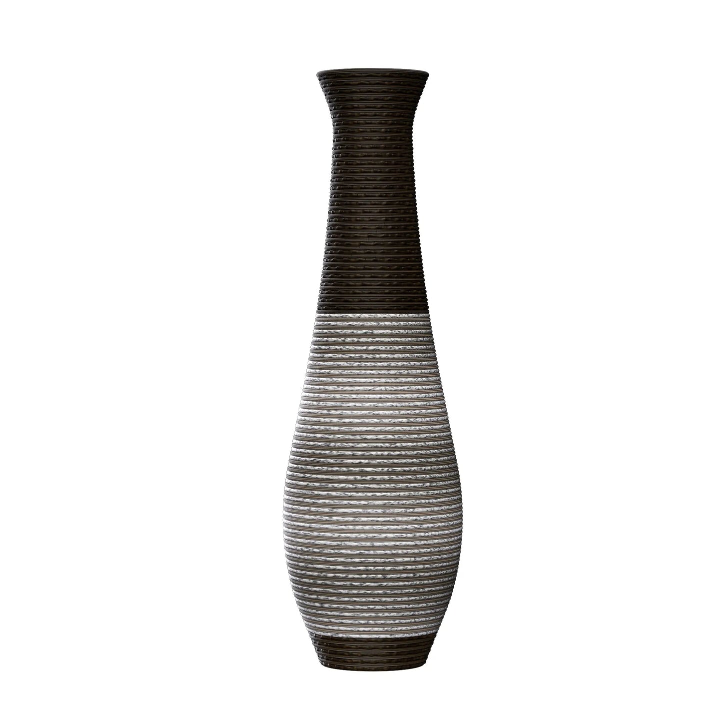 39-Inch Tall Standing Designer Floor Vase - Durable Artificial Rattan - Elegant Two-Tone Dark Brown Finish - Ideal Décor Accent for Living Room – view 1