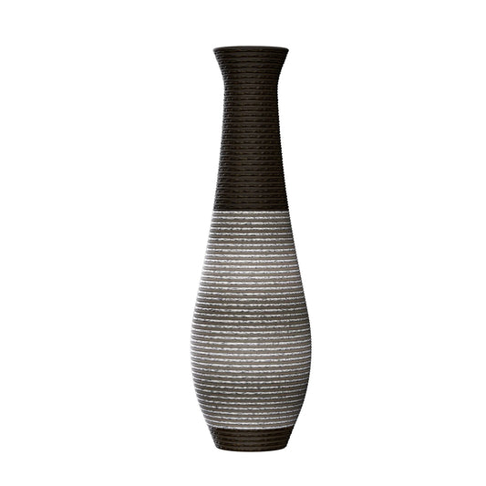 39-Inch Tall Standing Designer Floor Vase - Durable Artificial Rattan - Elegant Two-Tone Dark Brown Finish - Ideal Décor Accent for Living Room – view 1