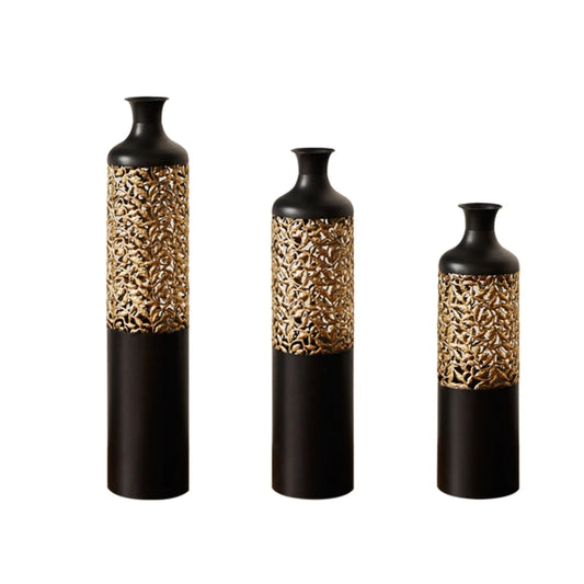 Floor Metal Vases Decorated White Metal Vases Set of 3 Gorgeous Home Decoration Large Glazed Metal Vases 20.8in/24.8in/28.7in Height – view 1