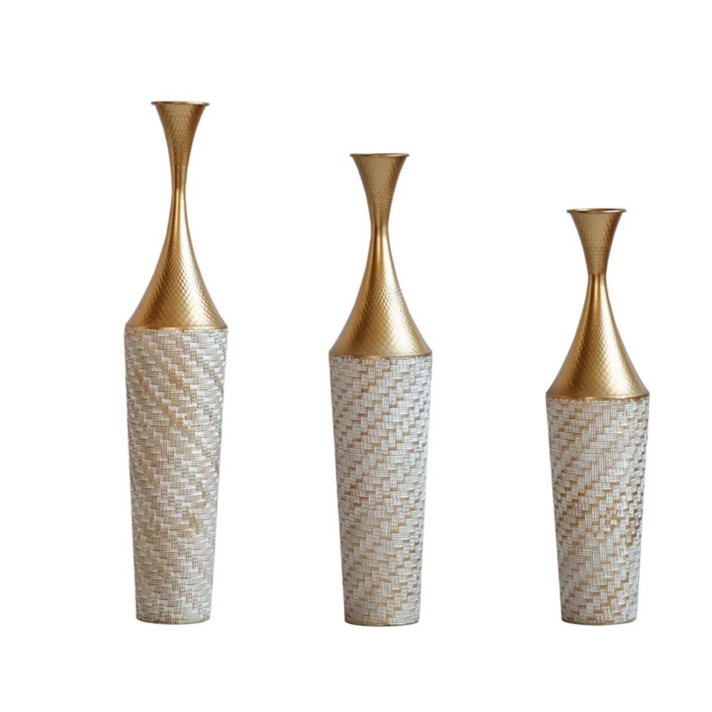 Floor Metal Vase Modern Style Decoration Home Woven Pattern Metal Vase 3-piece Set Gorgeous Home Decoration Large Glazed Metal Vase – view 1