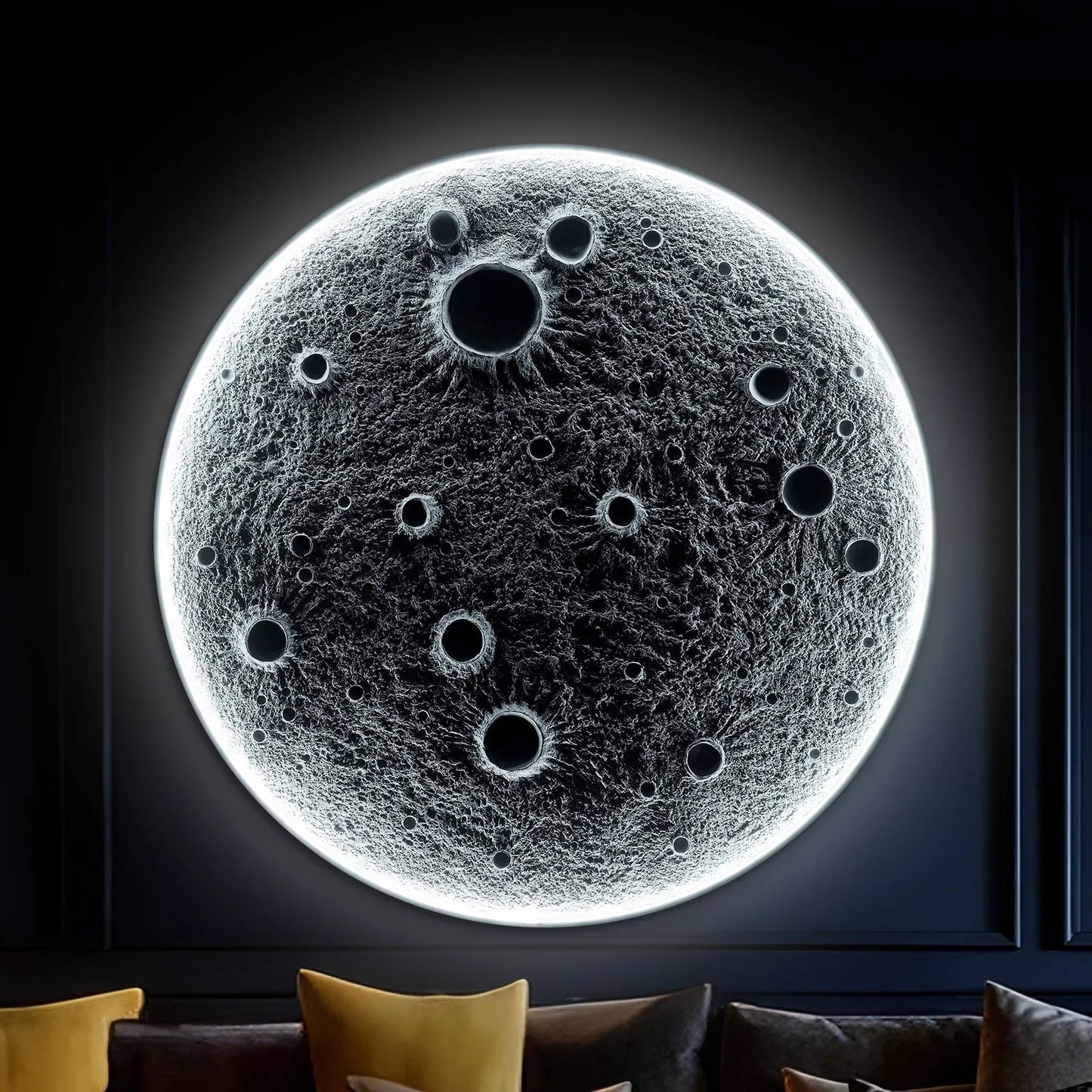 32-Inch Realistic Resin Moon Wall Light – Plug-In Dimmable LED Moon Sconce with Remote Control, 30 W Main & 10 W Night Light, Meteorite Crater – view 1