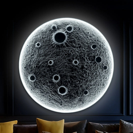 32-Inch Realistic Resin Moon Wall Light – Plug-In Dimmable LED Moon Sconce with Remote Control, 30 W Main & 10 W Night Light, Meteorite Crater – view 1