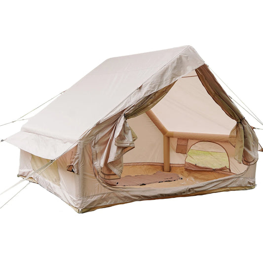 Inflatable Glamping Tent for 4-6 People, Waterproof Luxury Outdoor Tent with Pump, Khaki 410D Oxford Fabric, 118'x78.7'x78.7' – view 1