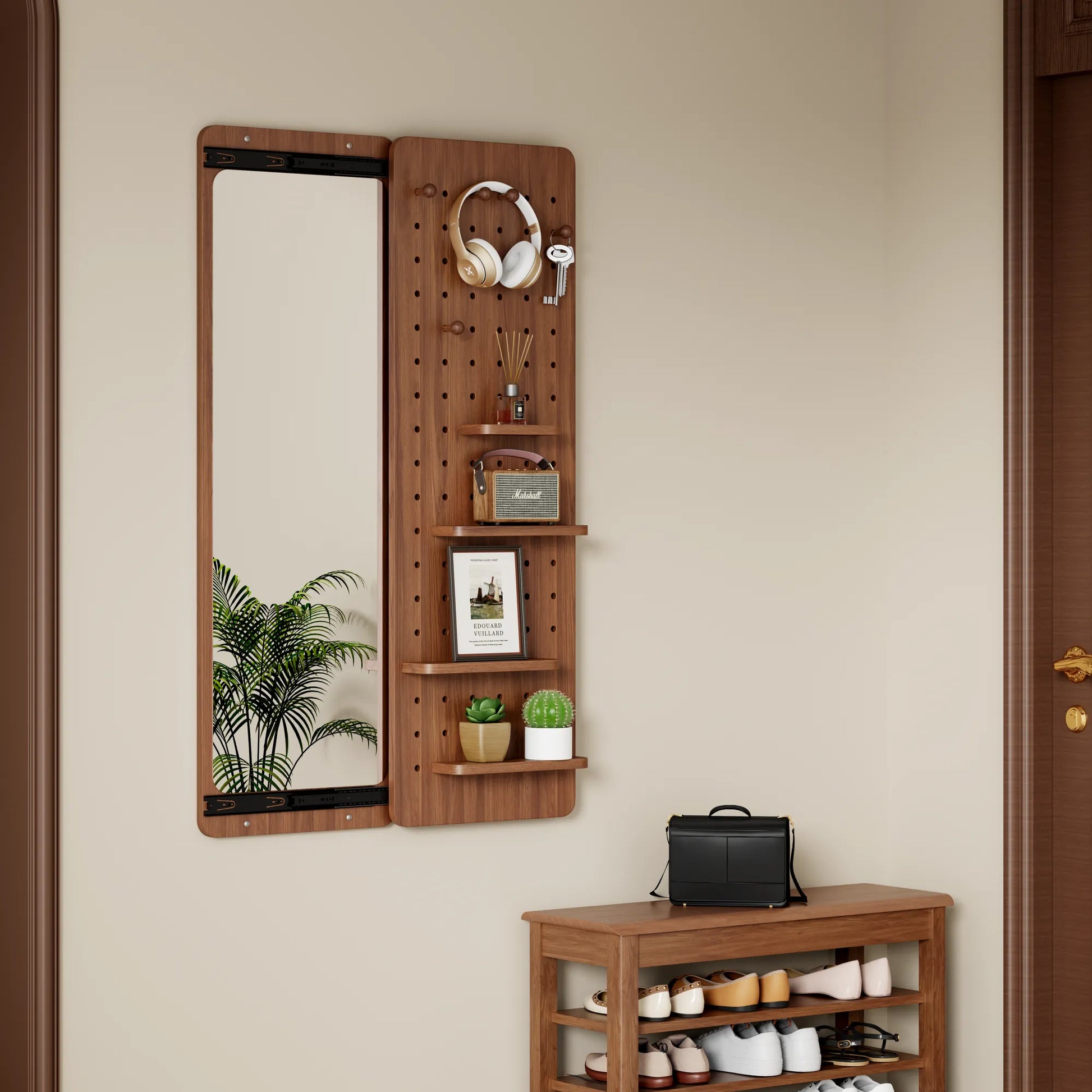 47.6 x 15.7 inch multi-functional design panel wall-mounted full-length mirror, space-saving, can be pushed and pulled. Suitable for bedroom/living – view 1