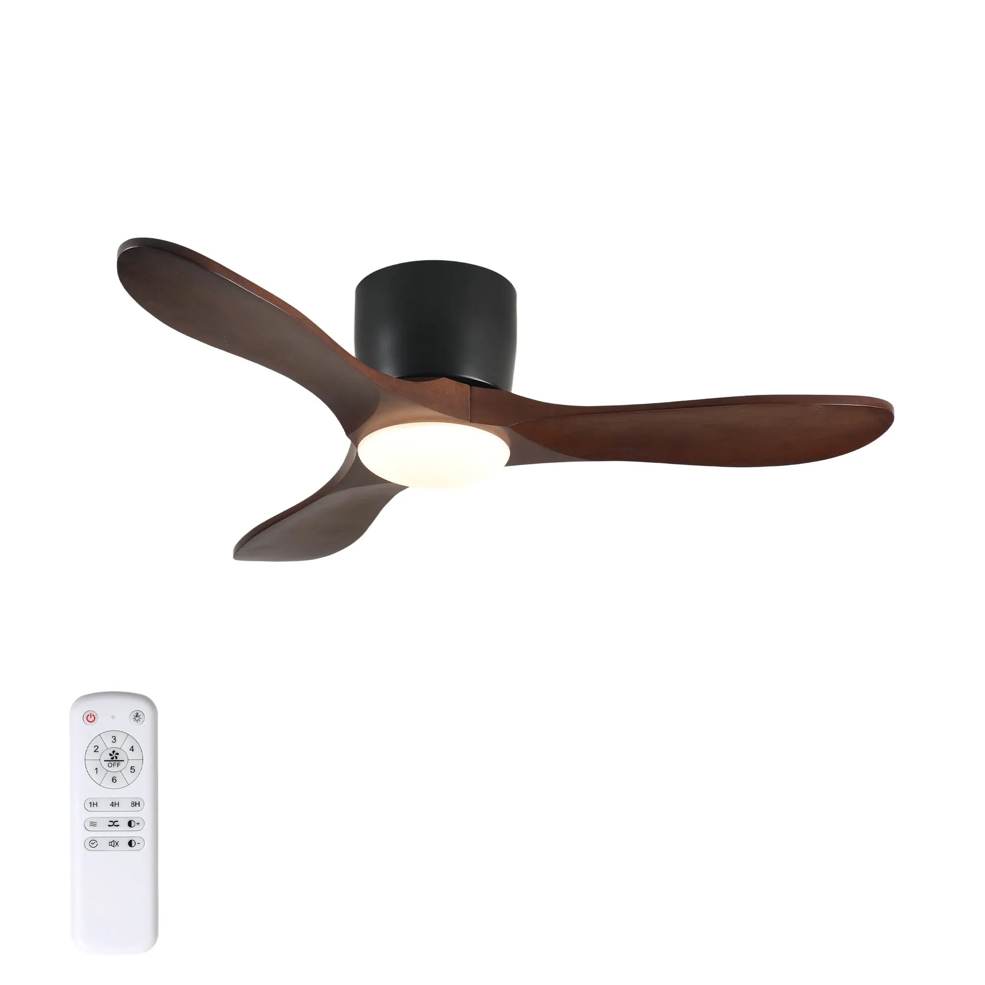 42-inch Ceiling Fan with Light, 3 Dark Walnut Wood Blades, Remote Control, Reversible DC Motor for Living Room – view 1