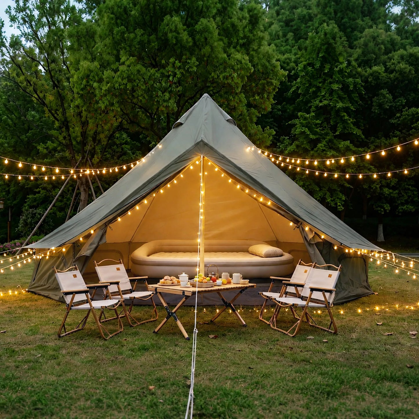 Oxford Bell Tent for Family Camping - Spacious 9.8ft Yurt with Stove Jack, Large Glamping Tents for 3-4 People, 4 Season Oxford Hot Tent Shelter Green – view 1