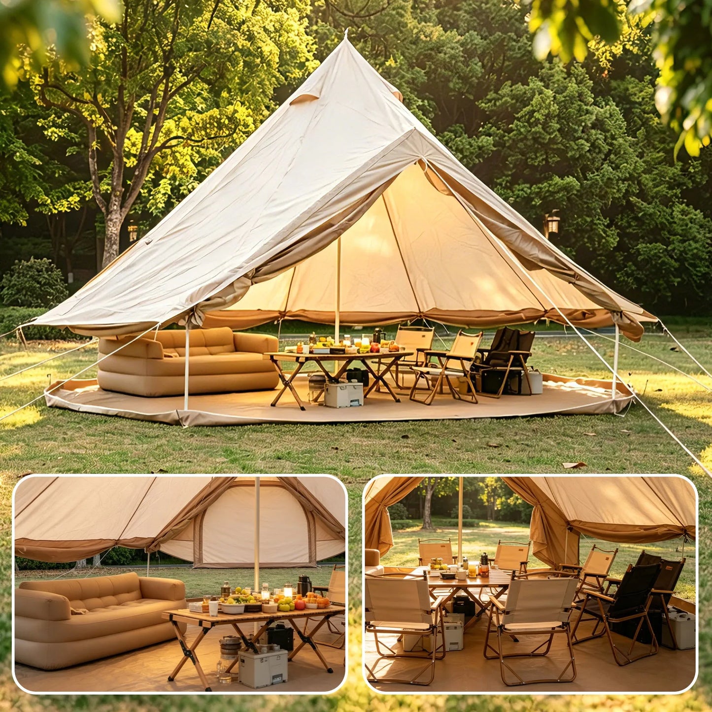 Oxford Bell Tent for Family Camping - Spacious 13.1ft Yurt with Stove Jack, Large Glamping Tents for 4-8 People, 4 Season Oxford Hot Tent Shelter – view 1