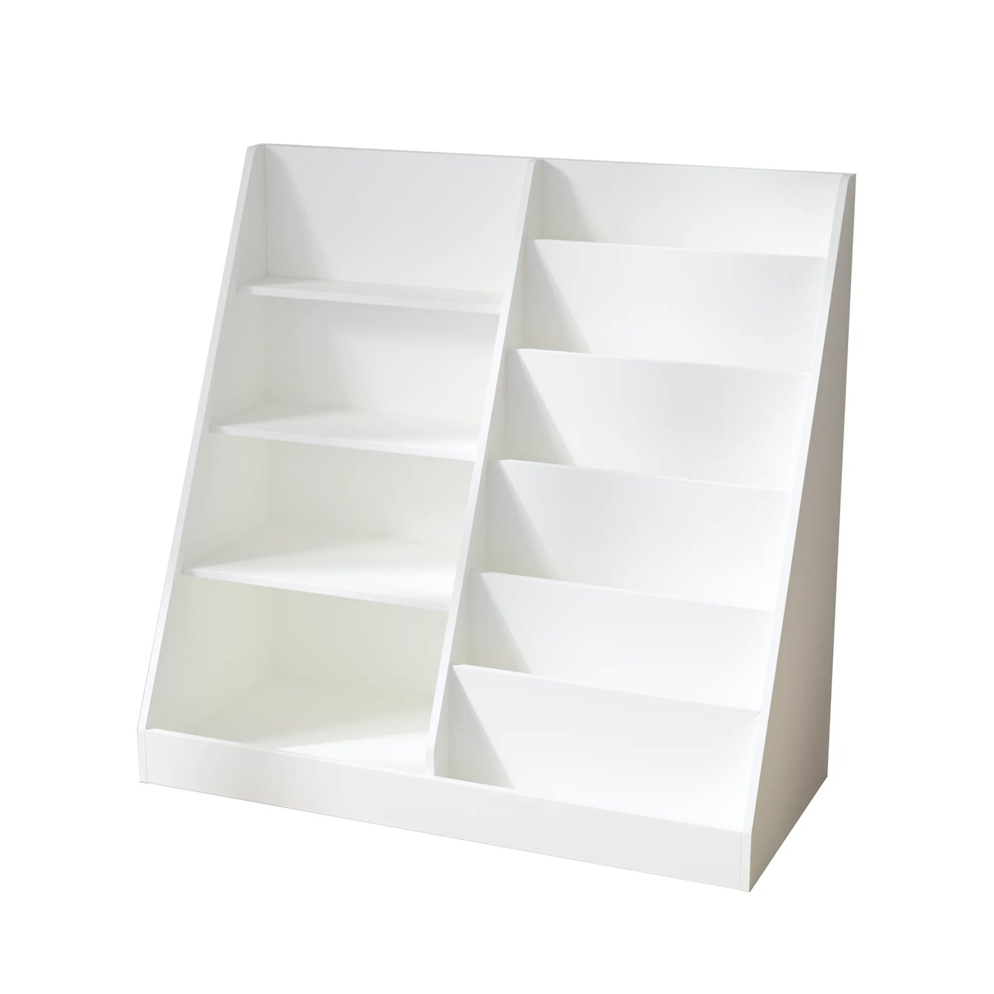 Kids Bookshelf and Toy Storage Organizer, Multifunctional 4-Tier White Wooden Bookcase with Toy Bin for Nursery, Playroom, or Kids Room – view 1