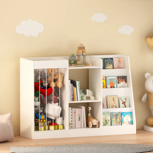 3-in-1 Kids Bookshelf and Toy Storage, 4-Tier Book Shelf for Kids Rooms, Sling Baby Bookcase with Stuffed Animal Storage, Toddler Montessori – view 1