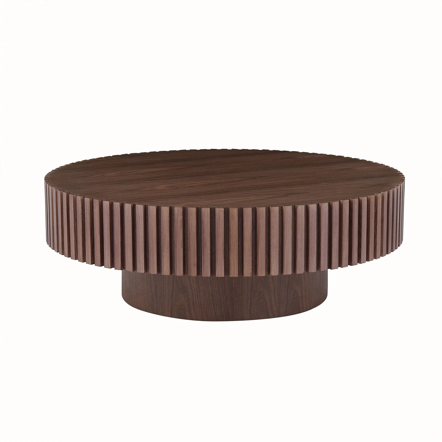 31.49'' Round Coffee Table Small Coffee Table for Apartment, Modern Living Room Coffee Table with Sturdy Pedestal,WALNUT (Same Sku:W876P243947) – view 1