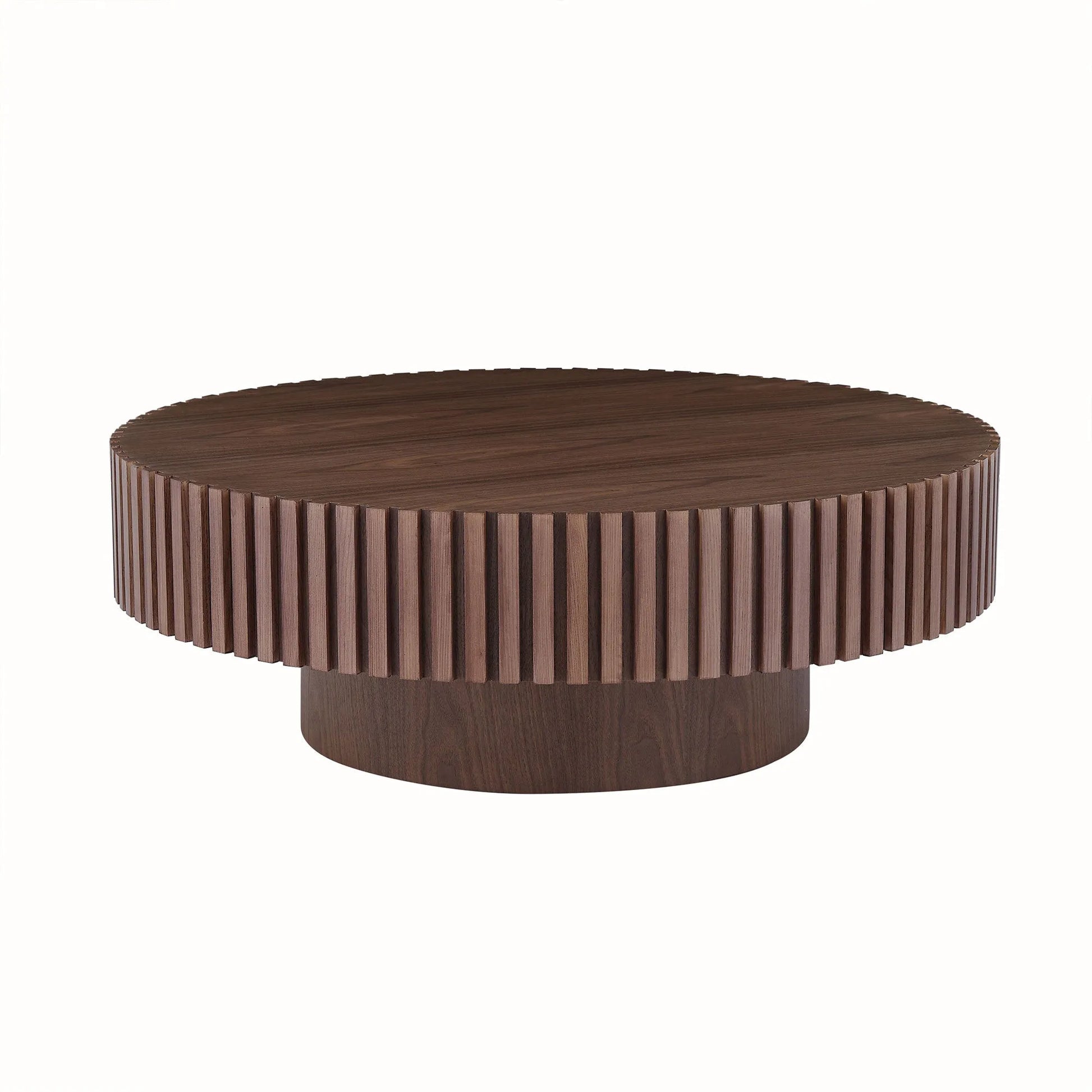 31.49'' Round Coffee Table Small Coffee Table for Apartment, Modern Living Room Coffee Table with Sturdy Pedestal,WALNUT (Same Sku:W876P243947) – view 1