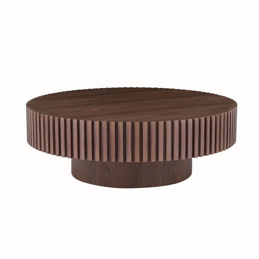 31.49'' Round Coffee Table Small Coffee Table for Apartment, Modern Living Room Coffee Table with Sturdy Pedestal,WALNUT (Same Sku:W876P243947) – view 1