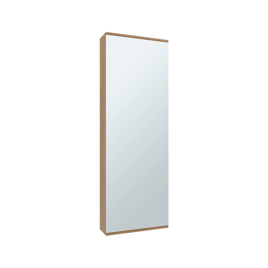 Wall Mounted Shoe Rack With Mirror, Single Door, Capacity For Ten Shoes Natural Oak – view 2