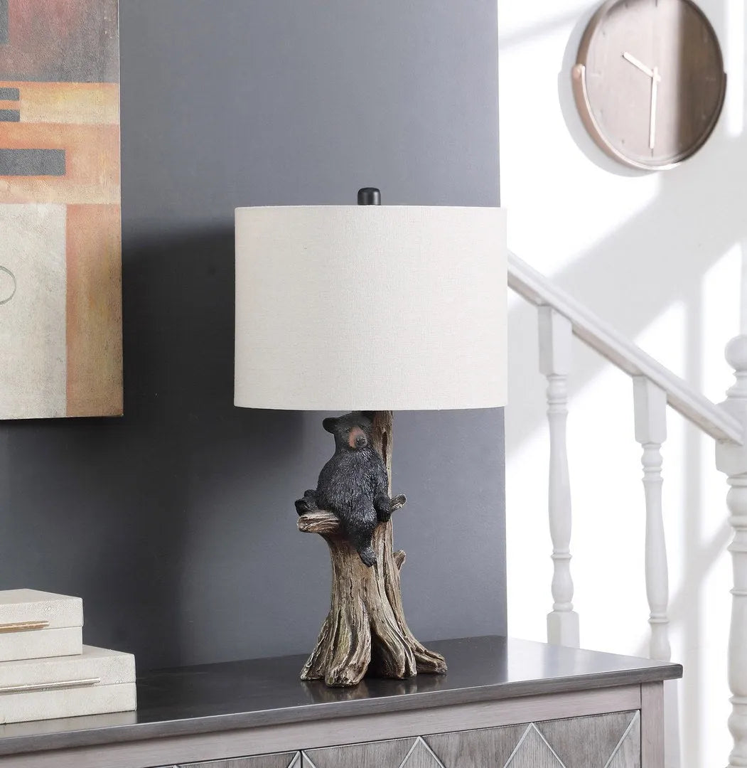 24.75' In Black Bear On A Tree Polyresin Table Lamp – view 2