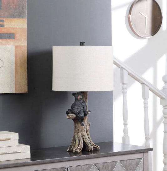 24.75' In Black Bear On A Tree Polyresin Table Lamp – view 2