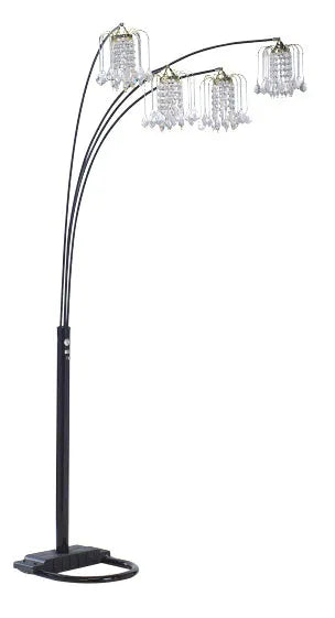 BLACK 4-HEAD CRYSTAL INSPIRED ARCH FLOOR LAMP – view 2