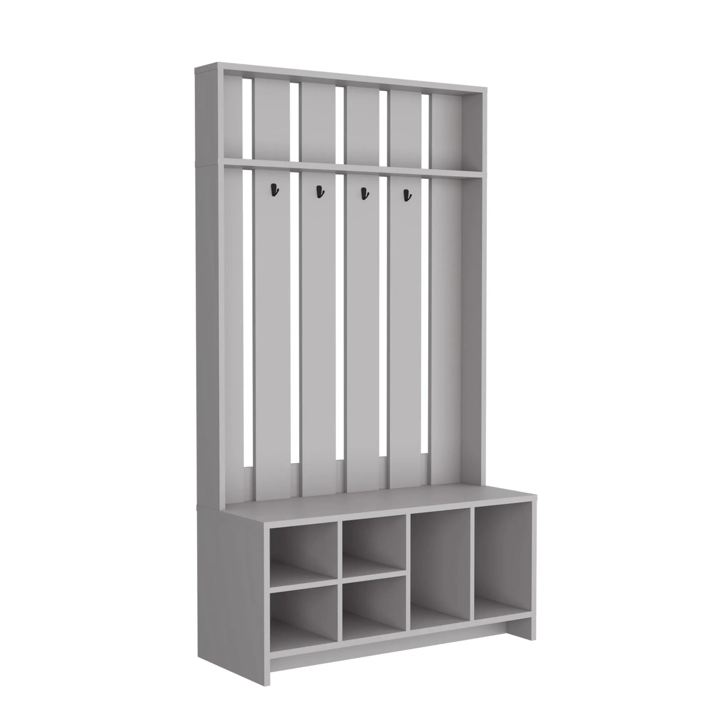 Tulcan 38' Wide Hall Tree with Bench and Shoe Storage, Entryway Bench with Coat Rack – view 2