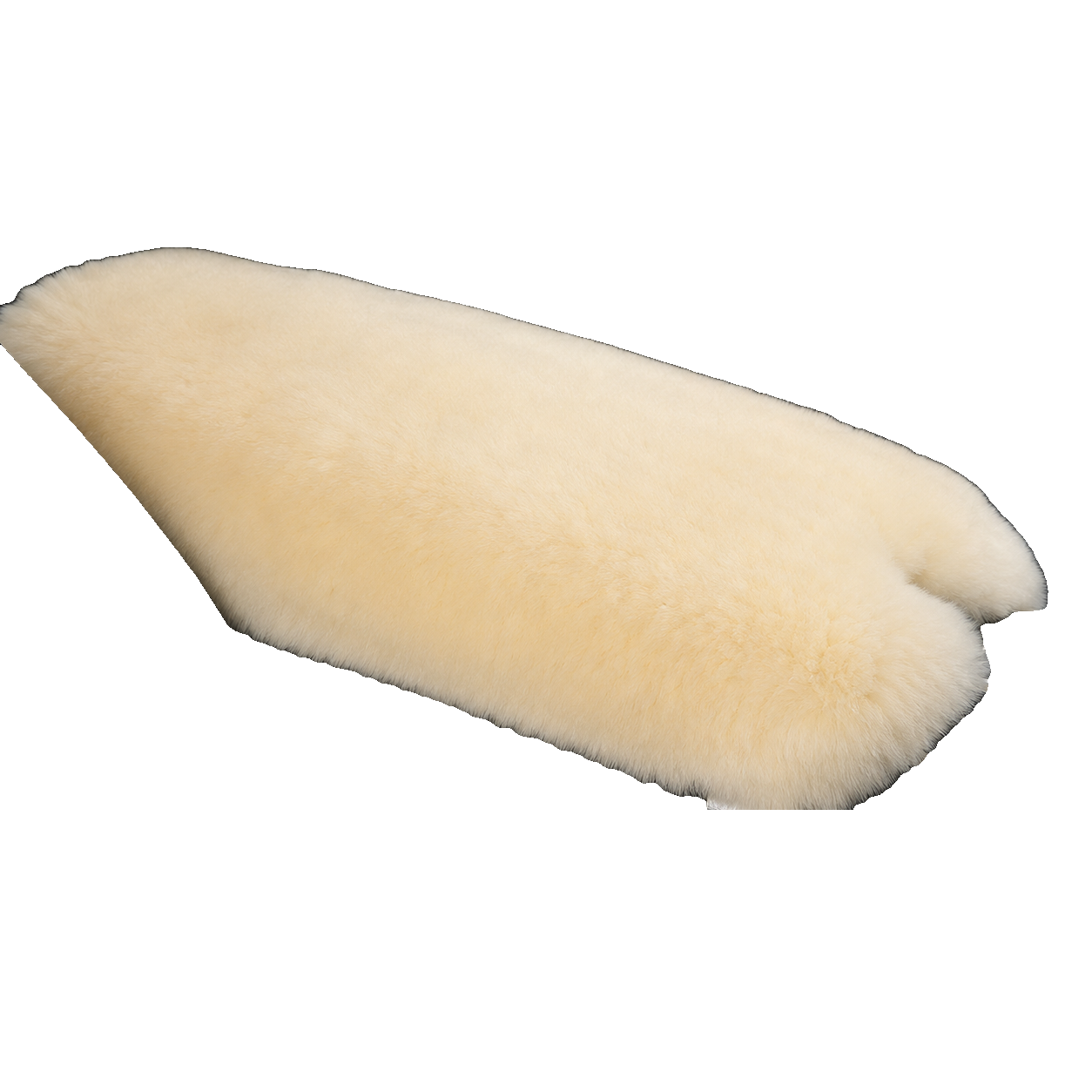 Cream Beige genuine Rex rabbit fur center console armrest pad on transparent background