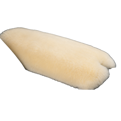 Cream Beige genuine Rex rabbit fur center console armrest pad on transparent background