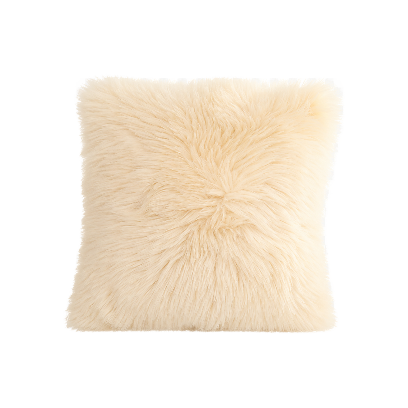 Natural Off-White genuine Australian wool pillow on transparent background